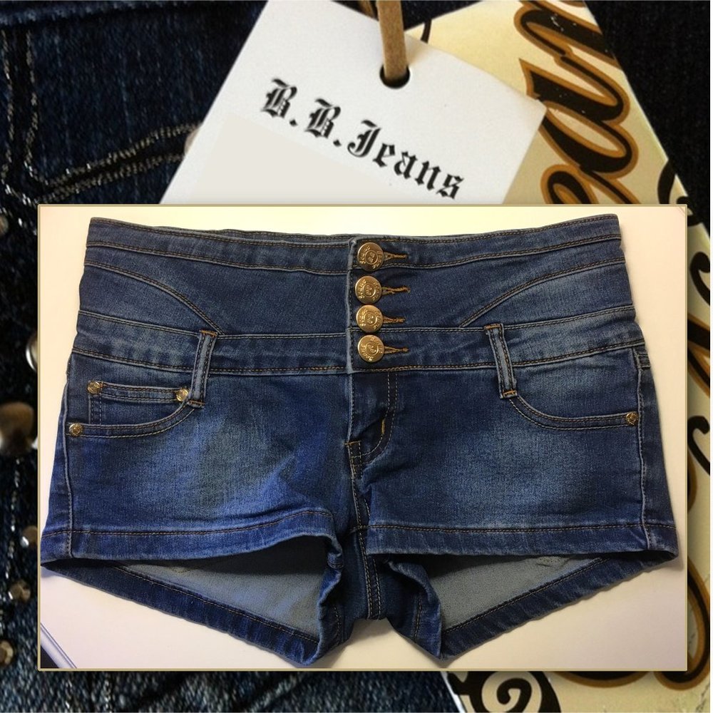 B. B. JEANS Stretch Denim Shorts - Picture 1 of 11